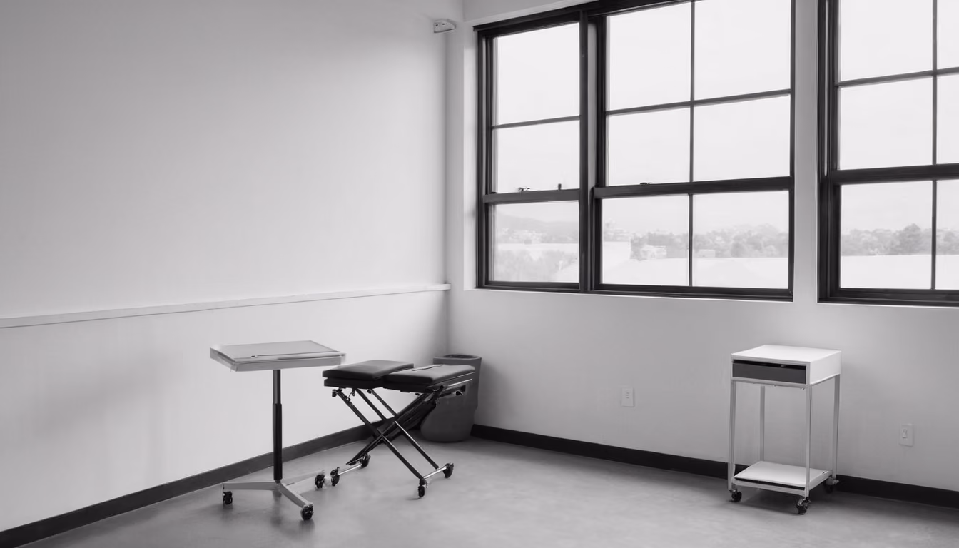 Heller, minimalistischer Studioraum mit Tattoo-Liege
